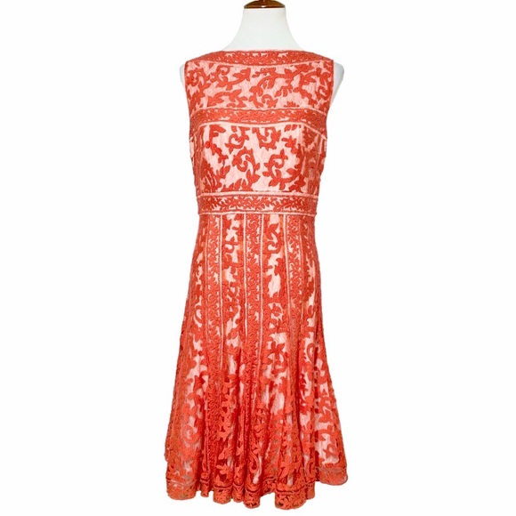 SOLD-Tadashi Embroidered Lace Cocktail Dress - Picture 2 of 14